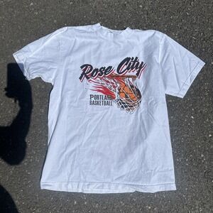 Portland Gear‎ Mens Basketball Graphic T-Shirt M Trailblazers White Cotton